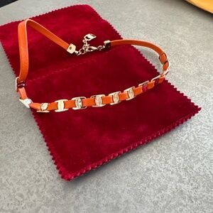 Salvatore Ferragamo Varini Orange Gold Tone Bracelet